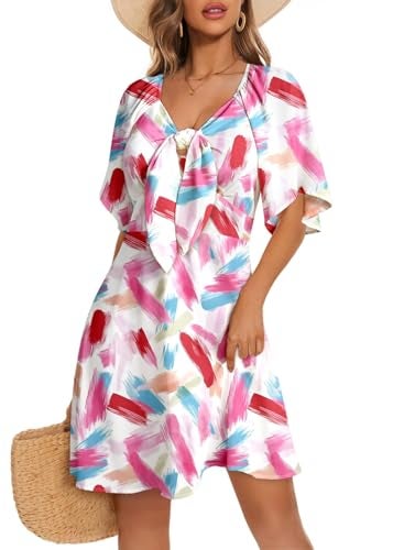 Dokotoo Boho Dresses for Women 2025 Boho Dress Floral Dress for Women Spring Sundresses Vacation Beach Outfits for Women Resort Wear Womens Clothes Clothing Sun Fashion - Image 2