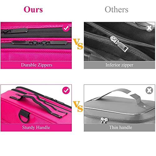 LAFILLETTE Travel Cosmetic Bags, Professional Makeup Case Box Organizer with Adjustable Dividers Compartments for Makeup Brushes Toiletry Jewelry Digital Accessories (16 INCH (2 Layer), Pink) - Image 5