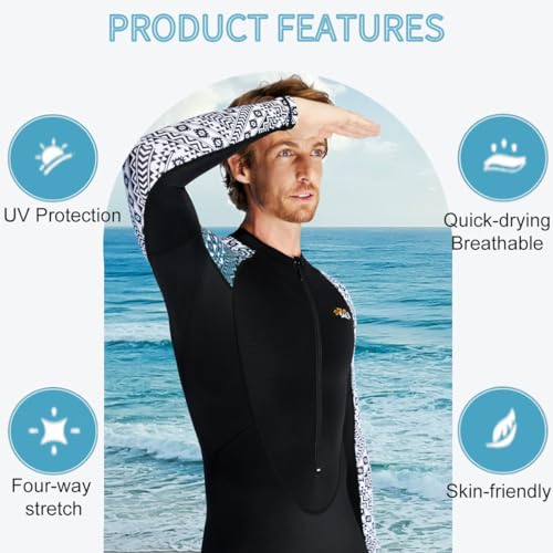 DIVE & SAIL Dive Skin Full Body Rash Guard for Men Youth Swimsuit Wetsuit Front Zipper One Piece UV Protection Snorkel Suit for Diving Surfing Kayaking 3XL Size - Image 3