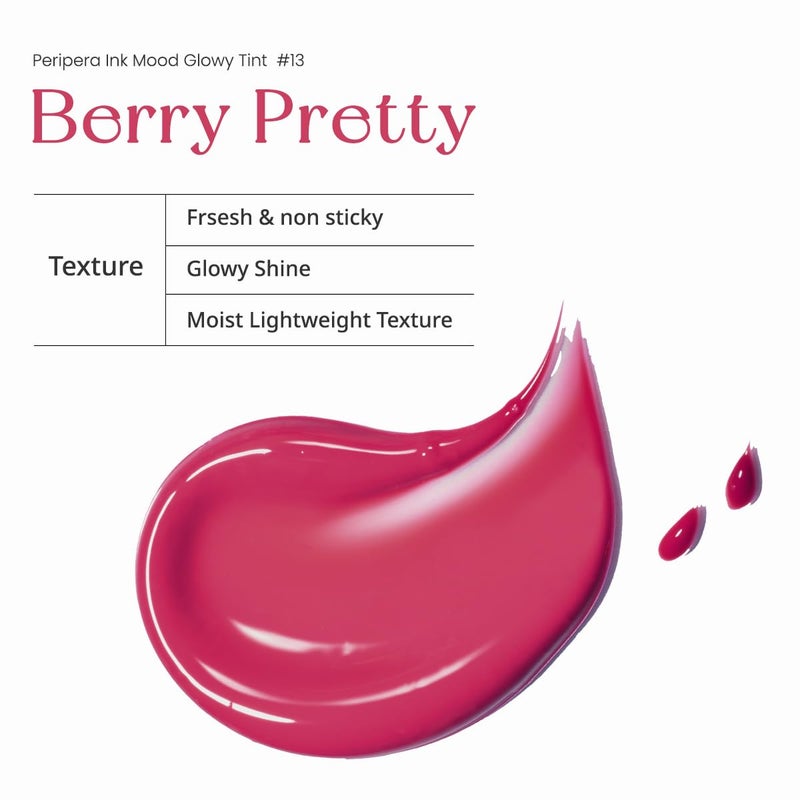 Peripera Ink Mood Glowy Tint | Lip-Plumping, Naturally Moisturizing, Lightweight, Glow-Boosting, Long-Lasting, Comfortable, Non-Sticky, No White Film (013 BERRY PRETTY) - Image 4
