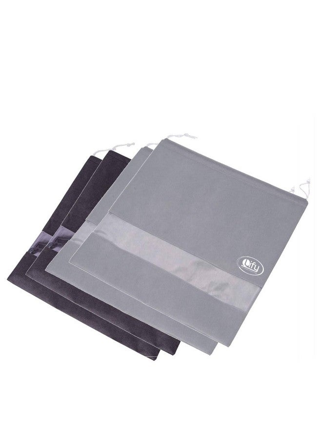 Lify Dust Handbag Dust Bags Purse Bags for Storage Perspective Window Storage Bag Non-Woven Breathable Drawstring Pouch - 4 Piece Pack (Black (2Pcs) & Grey (2Pcs)) - Image 1