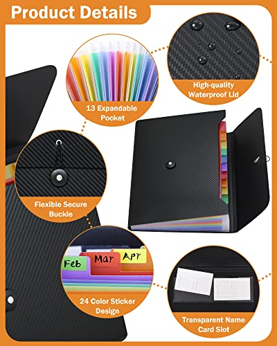 Cesil Accordian File Organizer Expanding File Folder, 13 Pockets, A4 Letter Size Paper Document Receipt Folder for Classroom, Home, Office and Travel - Image 3