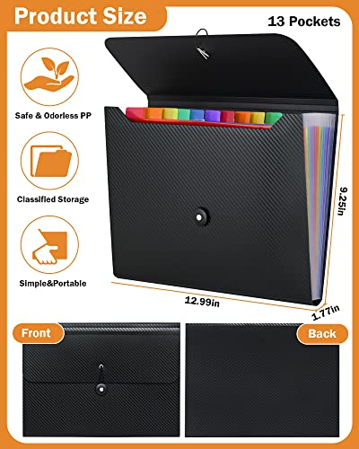 Cesil Accordian File Organizer Expanding File Folder, 13 Pockets, A4 Letter Size Paper Document Receipt Folder for Classroom, Home, Office and Travel - Image 4