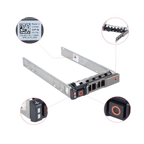 Heretom Hard Drive Tray Caddy 2.5 SSD Bracket G176J Hard Drive Bracket Compatible with Dell PowerEdge R410 R610 R710 R620 R720 T320 T420 R630 R730 T440 T640, 2 Pack - Image 3