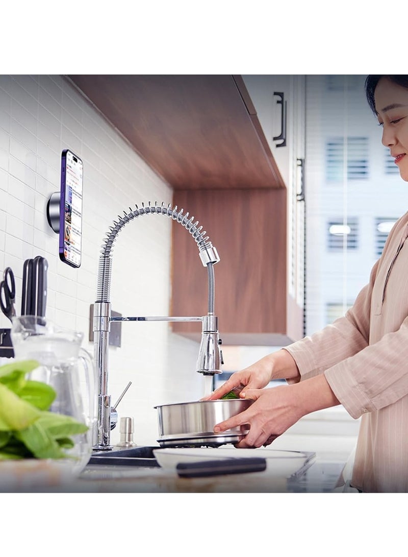 Bukela Electric Vacuum Magnetic Suction Car Phone Mount, Strong Suction for Car Kitchen Mirro Gym Bath Shower & All Smooth Surface, Portable&Easy to use, Compatible with iPhone & Android (Black) - Image 2