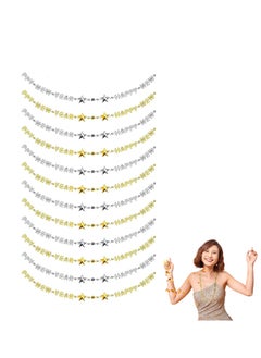 SYOSI 12 Pieces Happy New Year Bead Necklaces Gold and Silver Letter Bead Necklaces New Years Eve Gift for Party Favors 12 Pieces  - Image 1