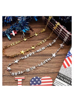 SYOSI 12 Pieces Happy New Year Bead Necklaces Gold and Silver Letter Bead Necklaces New Years Eve Gift for Party Favors 12 Pieces  - Image 3