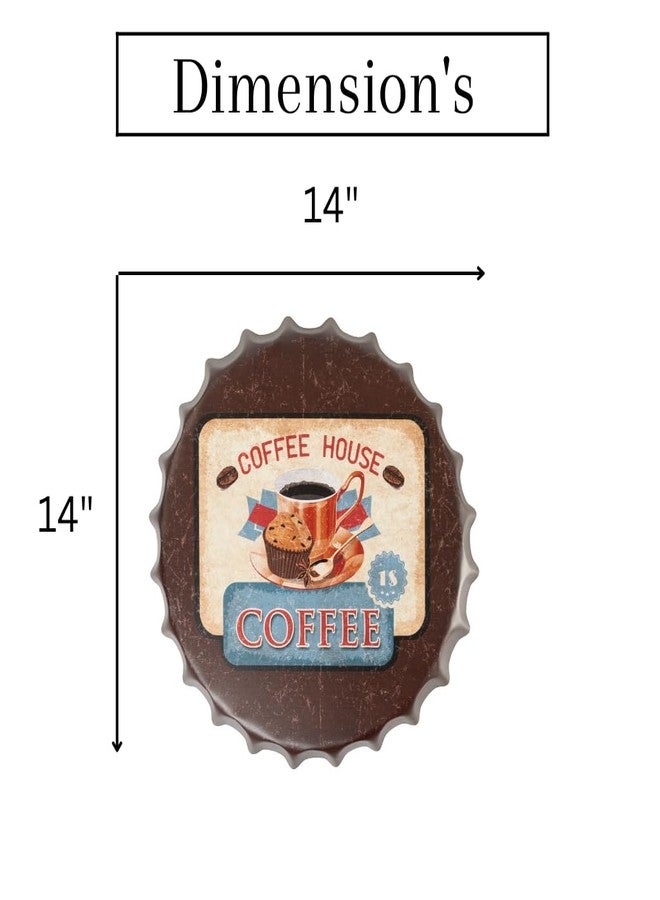 EAZYWAGON Decorative Metal Bottle Caps Wall Sign Plates - 14X14 Inches - coffhous | Metal Wall Hanging Bottle Cap for Home, Farmhouse, Bar & Cafe Decoration | Vintage & Retro Look Plaques - Image 3