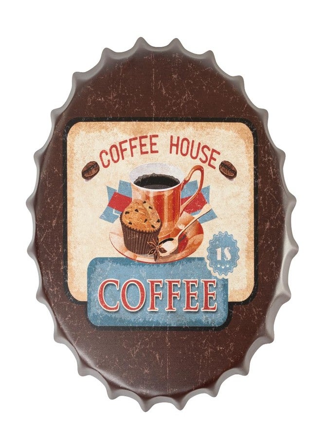 EAZYWAGON Decorative Metal Bottle Caps Wall Sign Plates - 14X14 Inches - coffhous | Metal Wall Hanging Bottle Cap for Home, Farmhouse, Bar & Cafe Decoration | Vintage & Retro Look Plaques - Image 1