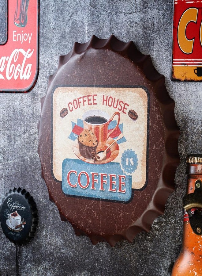EAZYWAGON Decorative Metal Bottle Caps Wall Sign Plates - 14X14 Inches - coffhous | Metal Wall Hanging Bottle Cap for Home, Farmhouse, Bar & Cafe Decoration | Vintage & Retro Look Plaques - Image 4