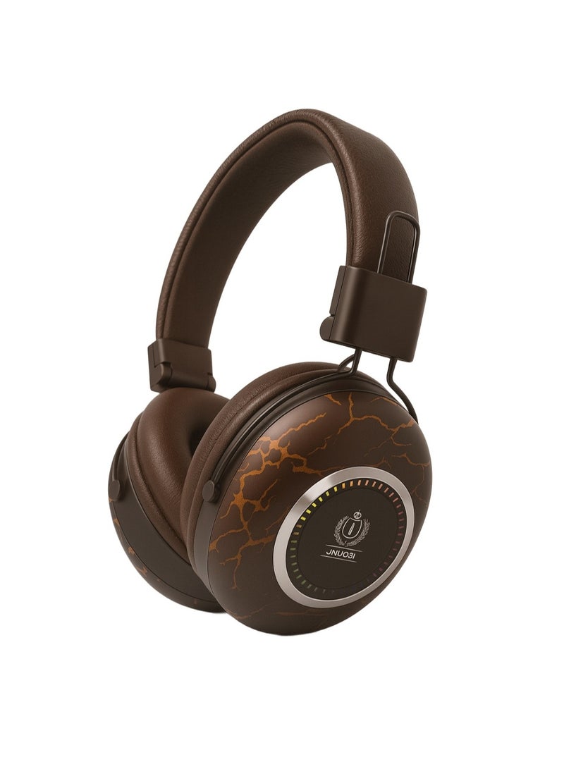 Jnuobi سماعة رأس JNUOBI H5 بصوت ستيريو احترافي – عزل ضوضاء تلقائي – صوت عالي الدقة للموسيقى والمكالمات – متوافقة مع الهواتف والكمبيوتر وأجهزة الألعاب- لون بني - Image 1