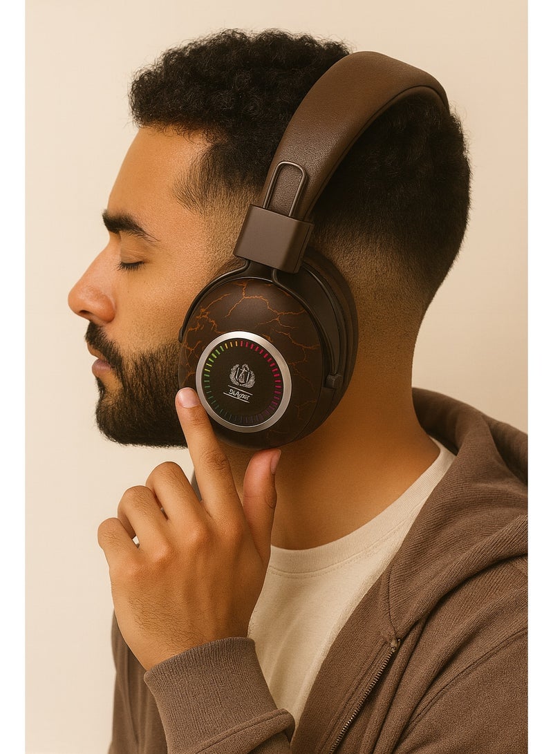 Jnuobi سماعة رأس JNUOBI H5 بصوت ستيريو احترافي – عزل ضوضاء تلقائي – صوت عالي الدقة للموسيقى والمكالمات – متوافقة مع الهواتف والكمبيوتر وأجهزة الألعاب- لون بني - Image 3