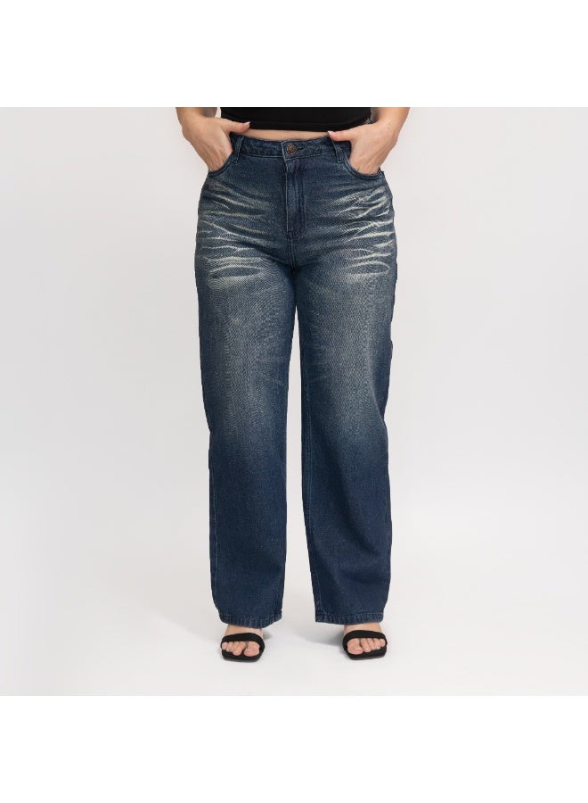 LINELLE بنطلون جينز فضفاض خفيف الوزن من القطن الداكن للنساء - لينيل، LLJ33236-DK - Image 3