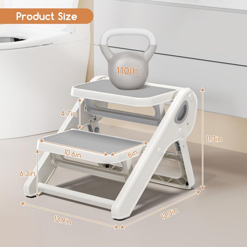 MoreFeel Foldable Toddler Step Stool for Bathroom Sink - 2-Step Kids Stool for Potty Training, Kitchen Counter & Bedroom, Sturdy Non-Slip Child Safety Stool Helper - Image 2