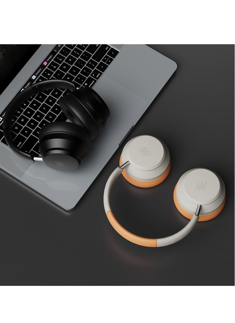 Mezone - Antonio Active Noise Cancelling Headphones, Wireless Bluetooth On-Ear Headphone with Mic, Deep Bass, Up to 30H Playtime, Type C Charging & Adjustable Headband Base, Black - Image 1