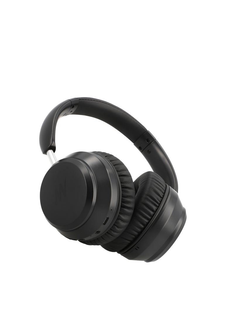 Mezone - Antonio Active Noise Cancelling Headphones, Wireless Bluetooth On-Ear Headphone with Mic, Deep Bass, Up to 30H Playtime, Type C Charging & Adjustable Headband Base, Black - Image 1