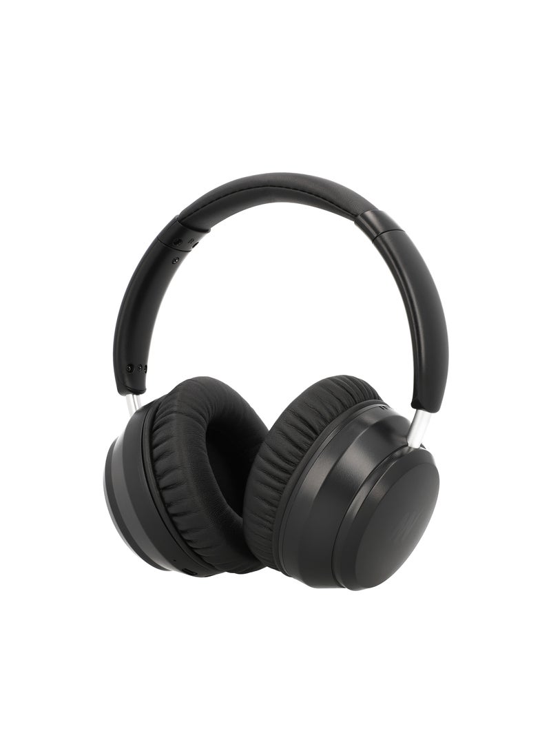 Mezone - Antonio Active Noise Cancelling Headphones, Wireless Bluetooth On-Ear Headphone with Mic, Deep Bass, Up to 30H Playtime, Type C Charging & Adjustable Headband Base, Black - Image 1