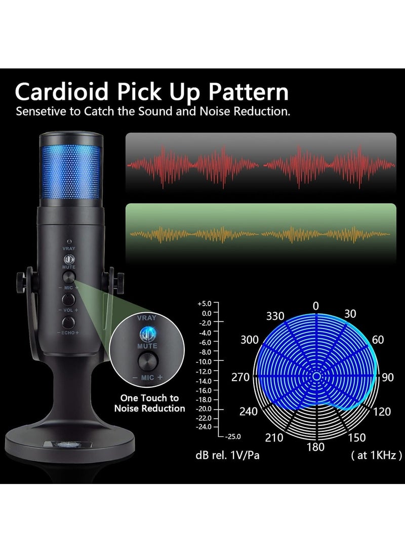 TIGER High-Quality Gaming Microphone – Condenser USB Mic with RGB Control, One-Touch Mute for PC, Laptop, PS4/PS5, Twitch & YouTube Streaming  - Image 4