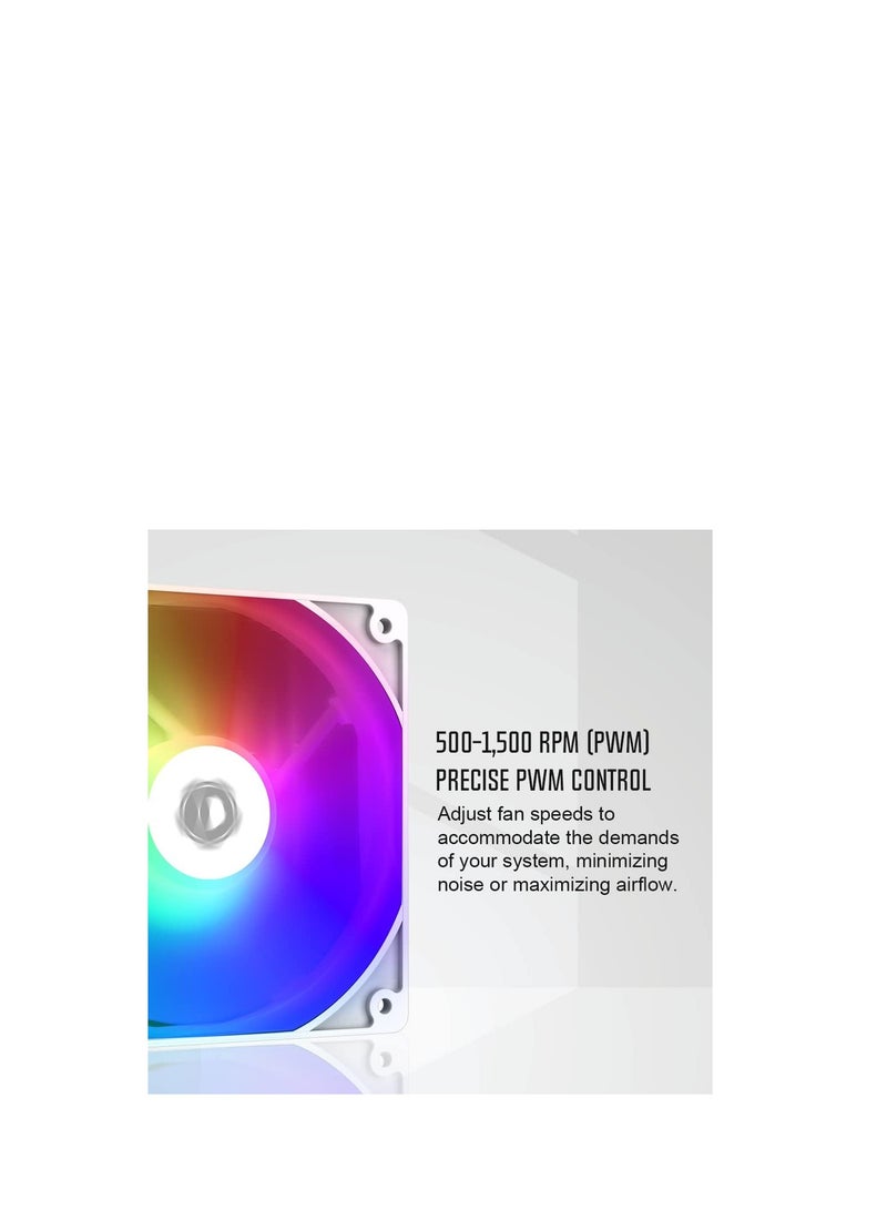 ID-COOLING SE-214-XT ARGB WHITE CPU Cooler 4 Heatpipes CPU Air Cooler Addressable RGB Light Sync with Motherboard(5V 3-PIN Connector) CPU Fan for Intel/AMD, LGA 1700 Compatible - Image 2