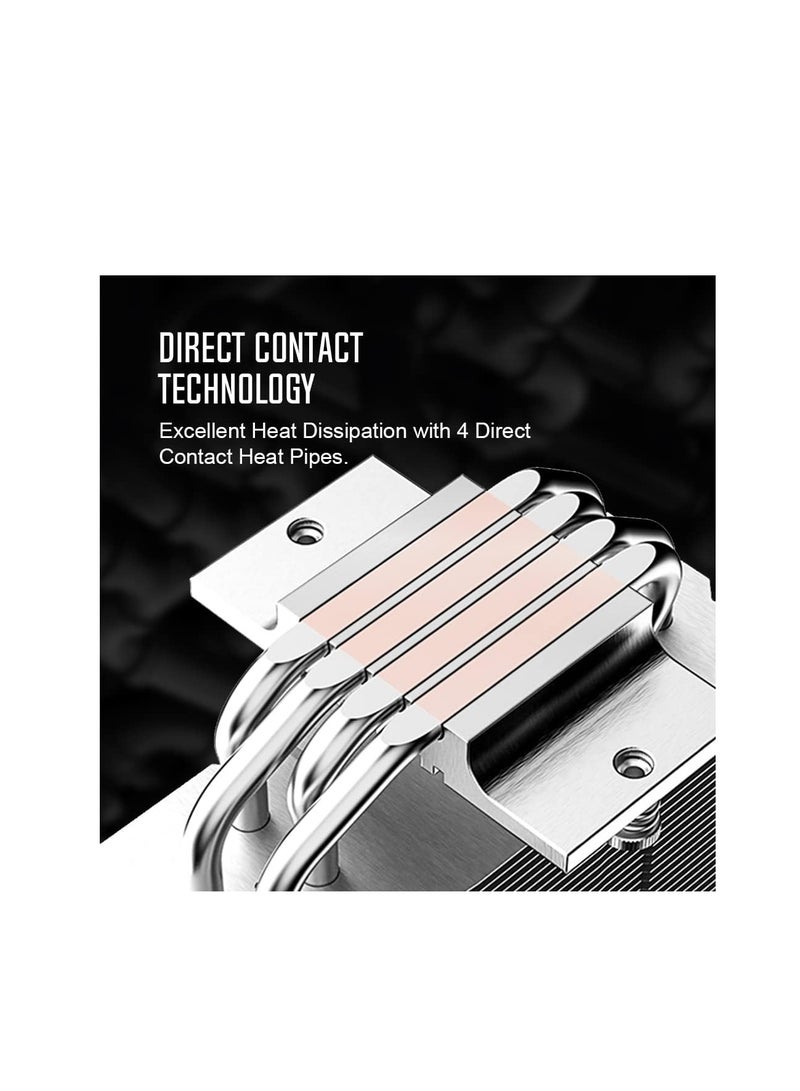 ID-COOLING SE-214-XT ARGB WHITE CPU Cooler 4 Heatpipes CPU Air Cooler Addressable RGB Light Sync with Motherboard(5V 3-PIN Connector) CPU Fan for Intel/AMD, LGA 1700 Compatible - Image 3