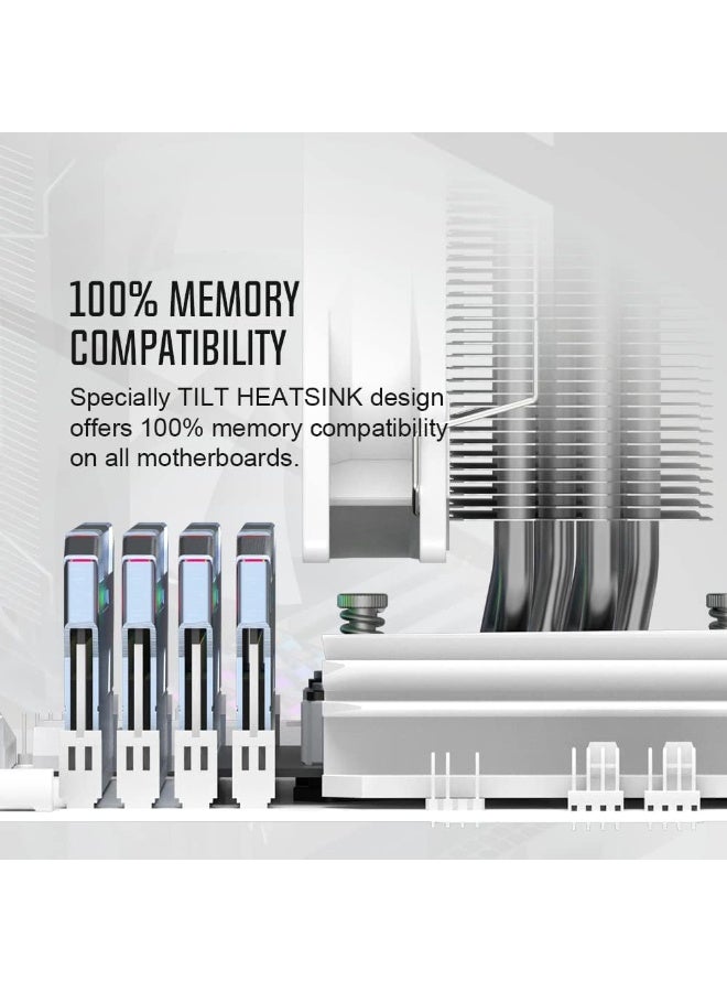 ID-COOLING SE-214-XT ARGB WHITE CPU Cooler 4 Heatpipes CPU Air Cooler Addressable RGB Light Sync with Motherboard(5V 3-PIN Connector) CPU Fan for Intel/AMD, LGA 1700 Compatible - Image 4