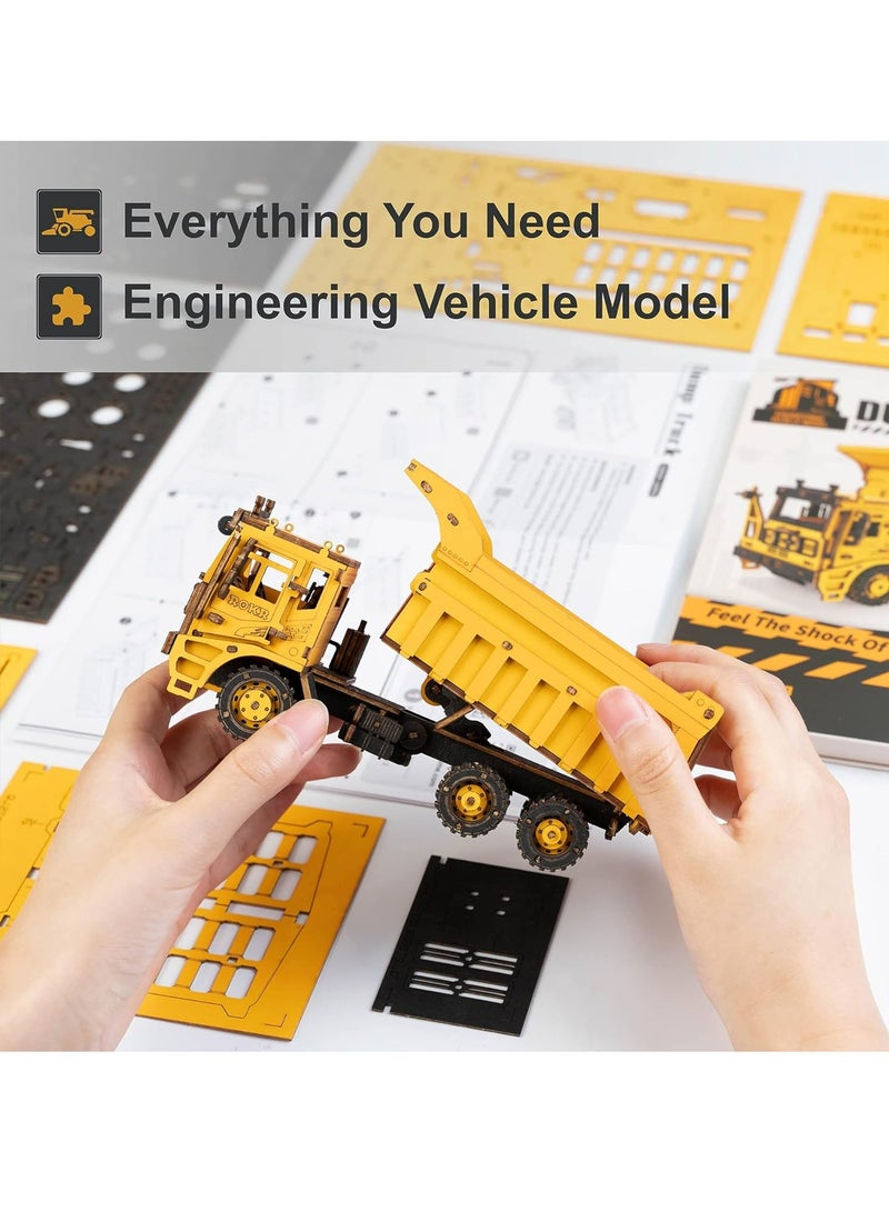 Robotime ROKR Dump Truck Engineering Vehicle 3D Wooden Puzzle TG603K, 3D Wooden Puzzles for Adults/Teens, Creative Home Decor, Unique Gift for Craft Hobby Adults/Teens - Image 3