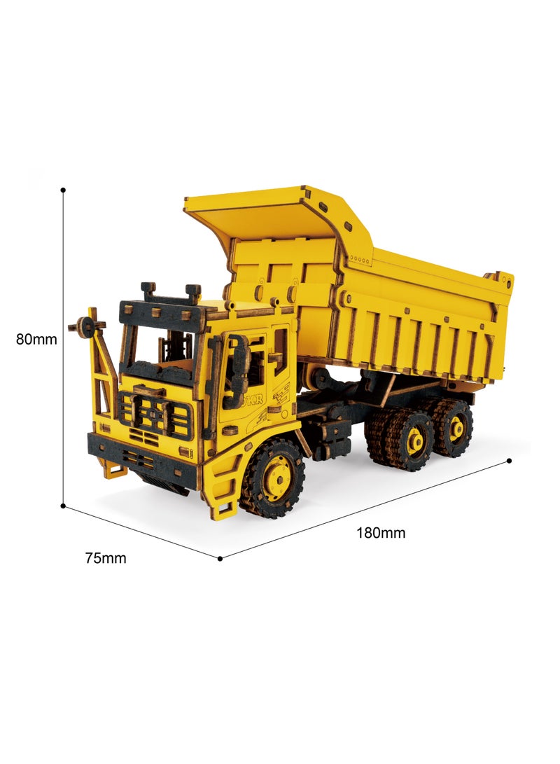 Robotime ROKR Dump Truck Engineering Vehicle 3D Wooden Puzzle TG603K, 3D Wooden Puzzles for Adults/Teens, Creative Home Decor, Unique Gift for Craft Hobby Adults/Teens - Image 2