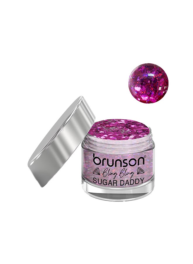 brunson Acrylic Nail Powder DIP And Buff System, Sugar Daddy Glittered 30ml BGA07