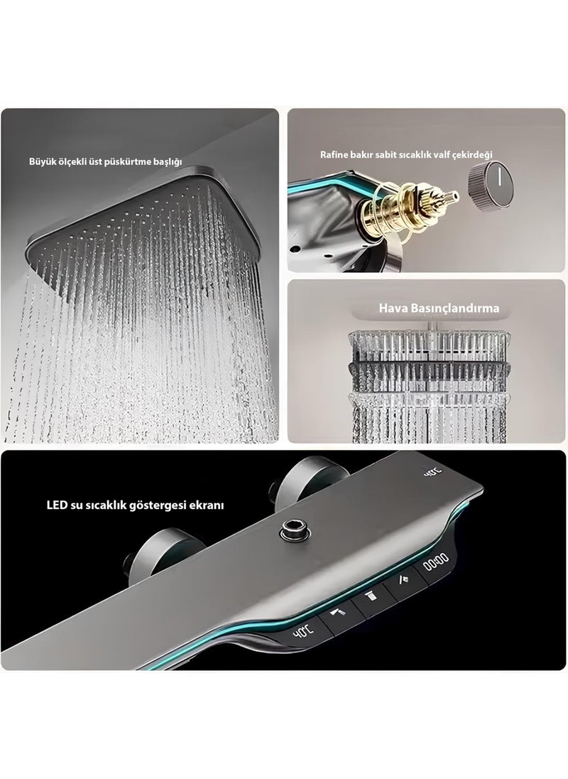 Digital LED Display Thermostatic Smart Piano Shower Set Top Shower Set