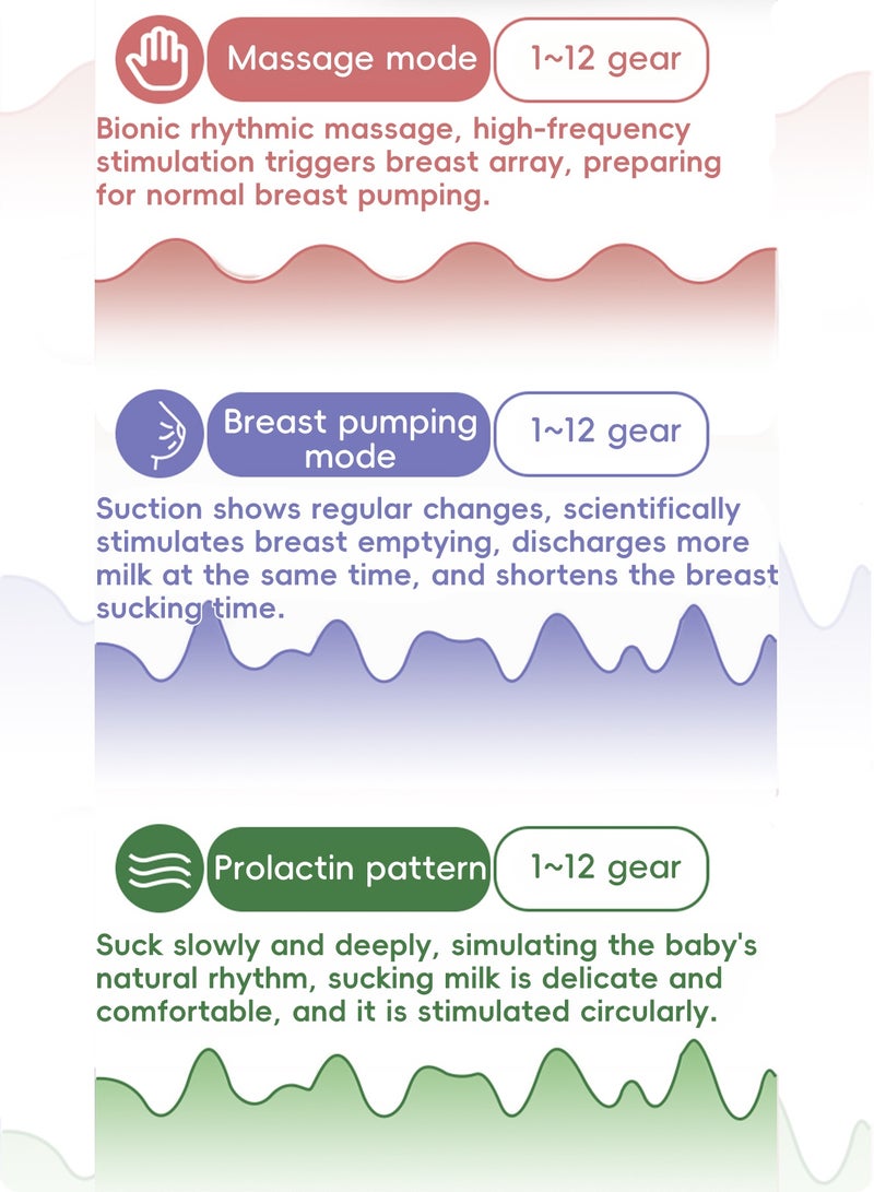 بيت الشاي "مضخة ثدي كهربائية محمولة مع شاشة LED، 3 أوضاع، 12 مستوى لضبط الشفط، سعة 180 مل - أبيضمضخة حليب " - Image 3