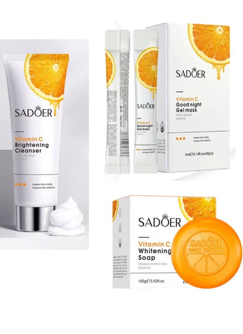 Vitamin C set from SADOER consisting of mask + C soap + facial cleanser
