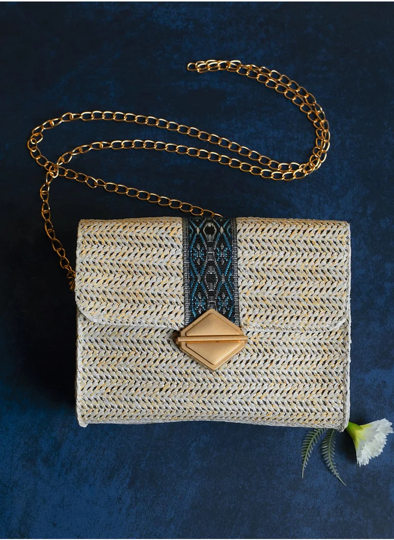 Haute Sauce Hessian Beige Cross Body Bag
