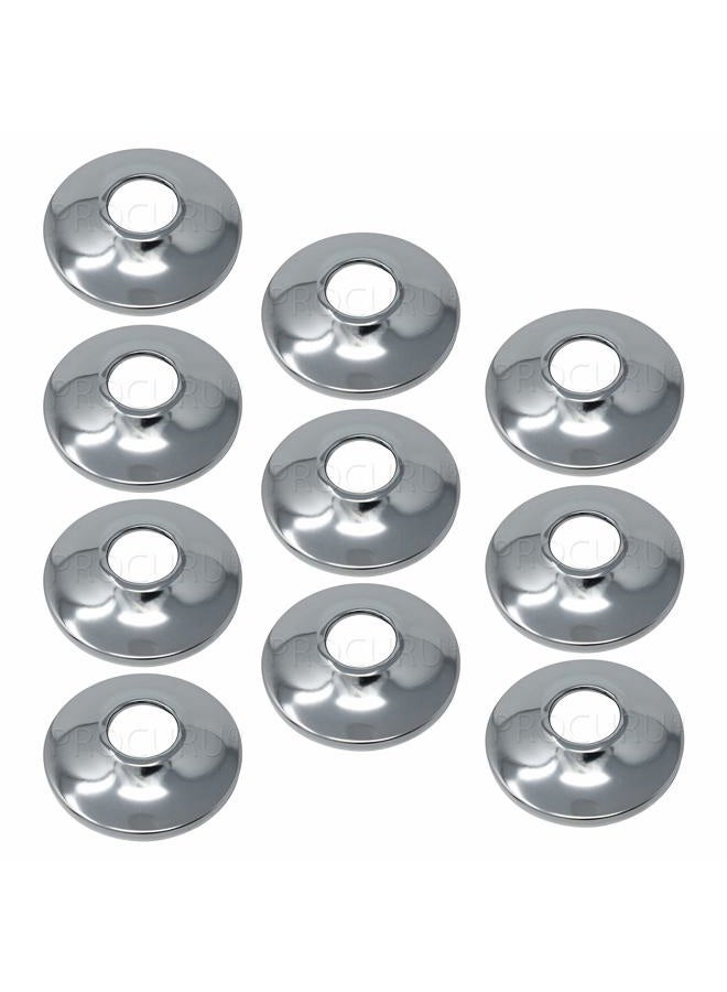 PROCURU [10-Pack] 1/2-Inch (5/8" OD) CTS Escutcheon Wall Cover, Chrome-Plated Steel with SureGrip, for 1/2" Copper Pipe and 1/2" PEX Tubing - Image 1