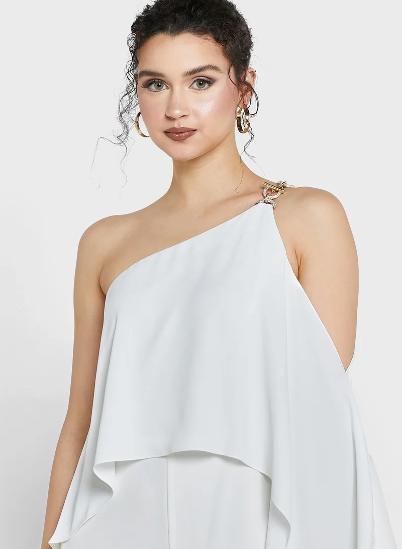 POLO RALPH LAUREN One Shoulder Wide Leg Jumpsuit
