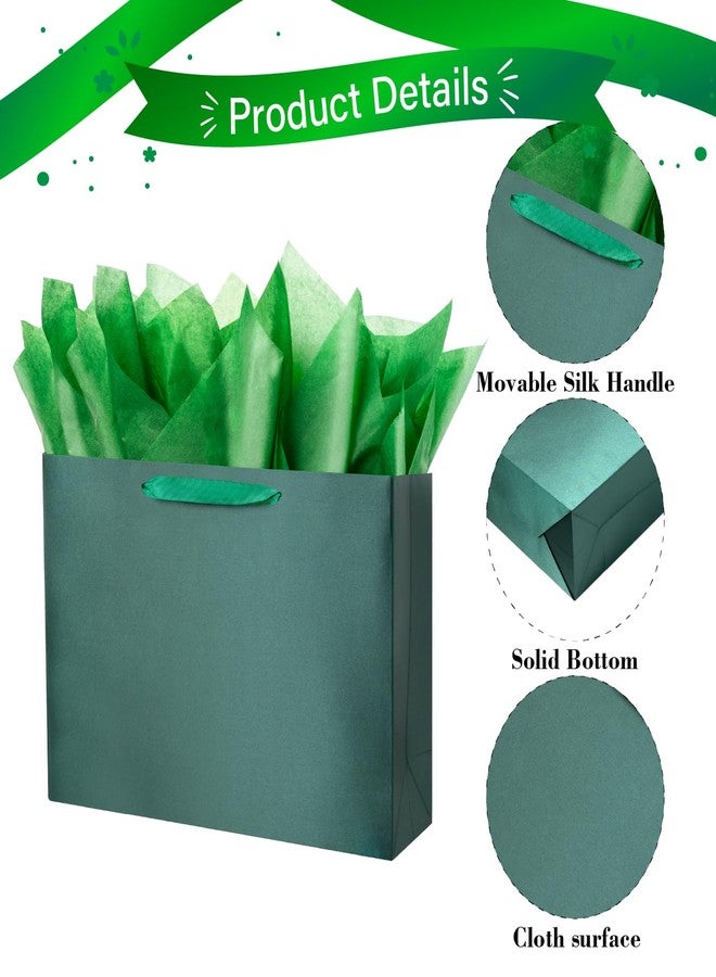 Linelglobal Large Green Gift Bag with Tissue Paper Solid Color Silky for Women Men Boutique, Birthday, Mothers Day, Anniversary, Wedding 16" - Image 3