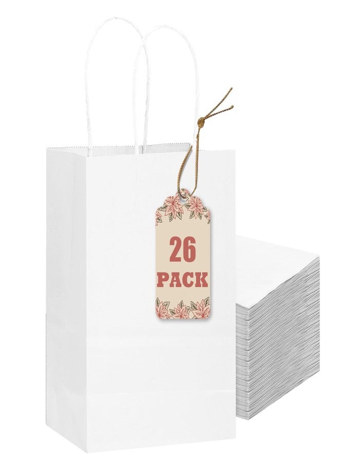 qiqee 26-Packs White Gift Bags with Handles Bulk 8.3"x3"x 6" Small Size Paper Bags Multiple Uses (Small Size) - Image 1