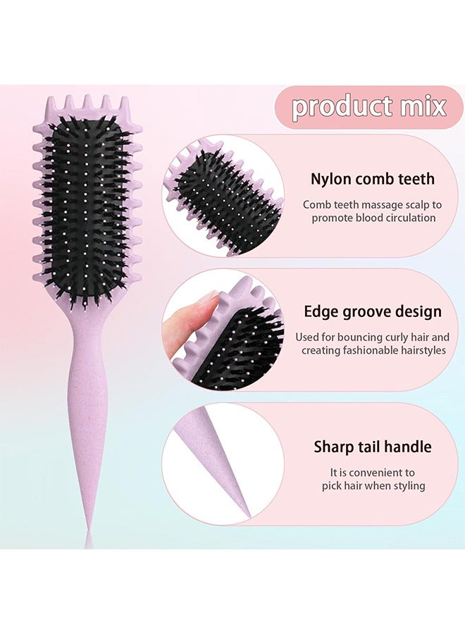 Flurry Curl Defining Hair Brush, Elastic Hair Styling Comb For Bounce & Volume, Durable Plastic Bristles & Abs Handle Purple - Image 3