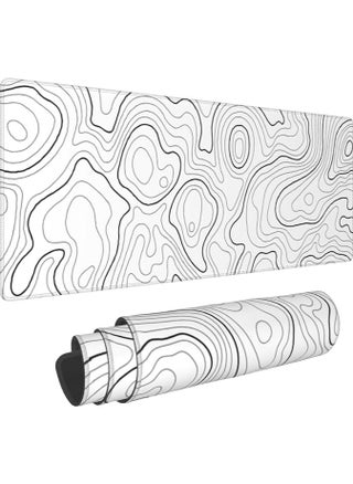 White Topographic Contour Gaming Mouse Pad 31.5 X 11.8 Inch XL Geographic Map Lines Print Big Mousepad Extended Large Laptop Keyboard Mouse Mat Non-Slip Rubber Base with Stitched Edges for Home Office - pzsku/Z76037A75B4EC968F27D7Z/45/_/1735122201/93344e2b-d848-4b3a-bdd6-91aa56ad941d