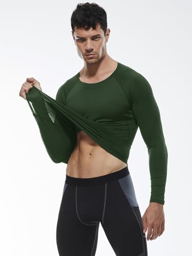 SPVISE Dark Green Compression Shirts Long Sleeve Men Cool Dry Athletic Workout Running TShirt Top Sport Baselayer Undershirt - Image 3