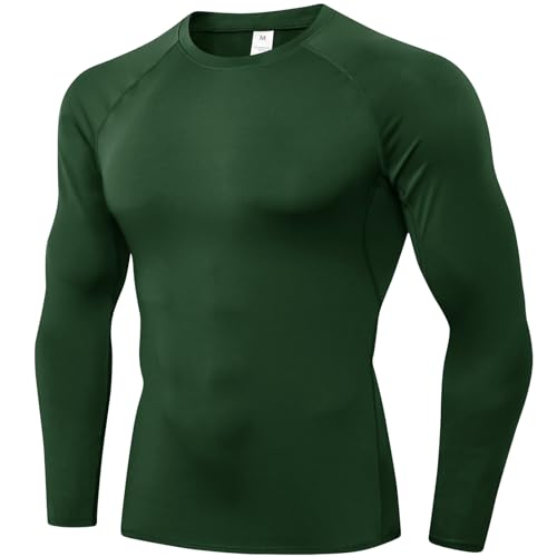 SPVISE Dark Green Compression Shirts Long Sleeve Men Cool Dry Athletic Workout Running TShirt Top Sport Baselayer Undershirt - Image 1
