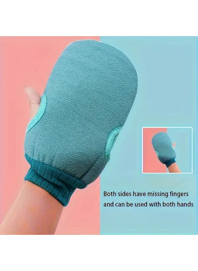 Blue Dual Sided Exfoliating Glove Body Scrubber Mitt for Shower - Image 3