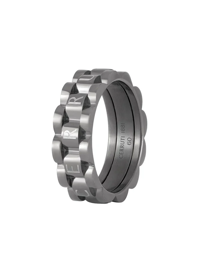 CERRUTI 1881 Paolo Triple Layer Grey Ring with CNT Branding for Men