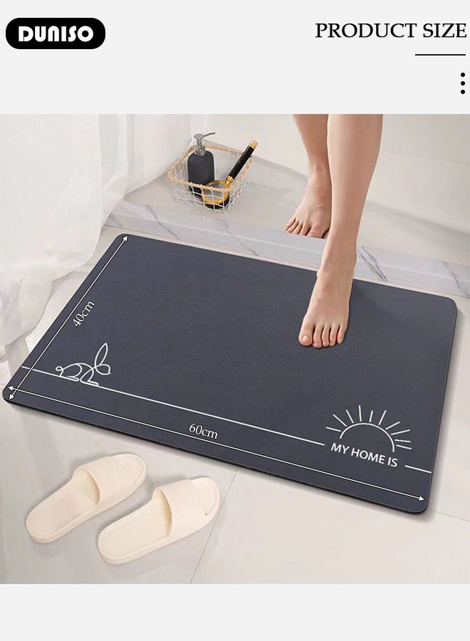DUNISO Diatom Mud Bath Mat Bathroom Kitchen Rug Mat Extra Soft and Absorbent Bath Rugs Non-Slip Quick Drying Floor Bath Tub Mat for Bathroom Floor Tub and Shower 40*60cm - Image 4