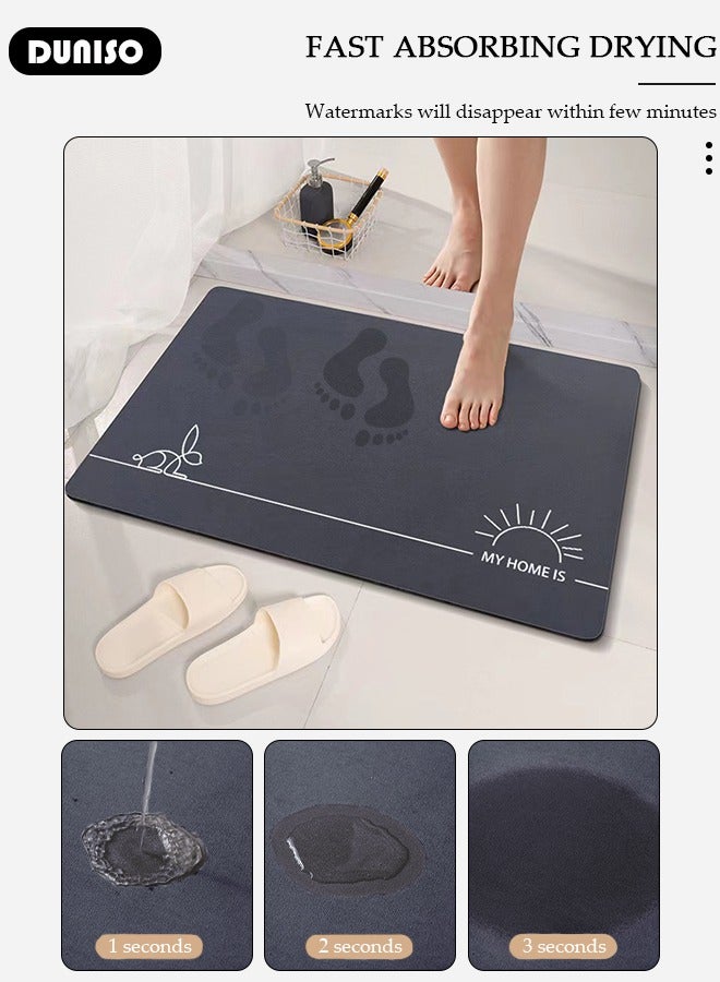 DUNISO Diatom Mud Bath Mat Bathroom Kitchen Rug Mat Extra Soft and Absorbent Bath Rugs Non-Slip Quick Drying Floor Bath Tub Mat for Bathroom Floor Tub and Shower 40*60cm - Image 5