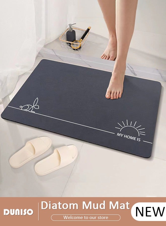 DUNISO Diatom Mud Bath Mat Bathroom Kitchen Rug Mat Extra Soft and Absorbent Bath Rugs Non-Slip Quick Drying Floor Bath Tub Mat for Bathroom Floor Tub and Shower 40*60cm - Image 1
