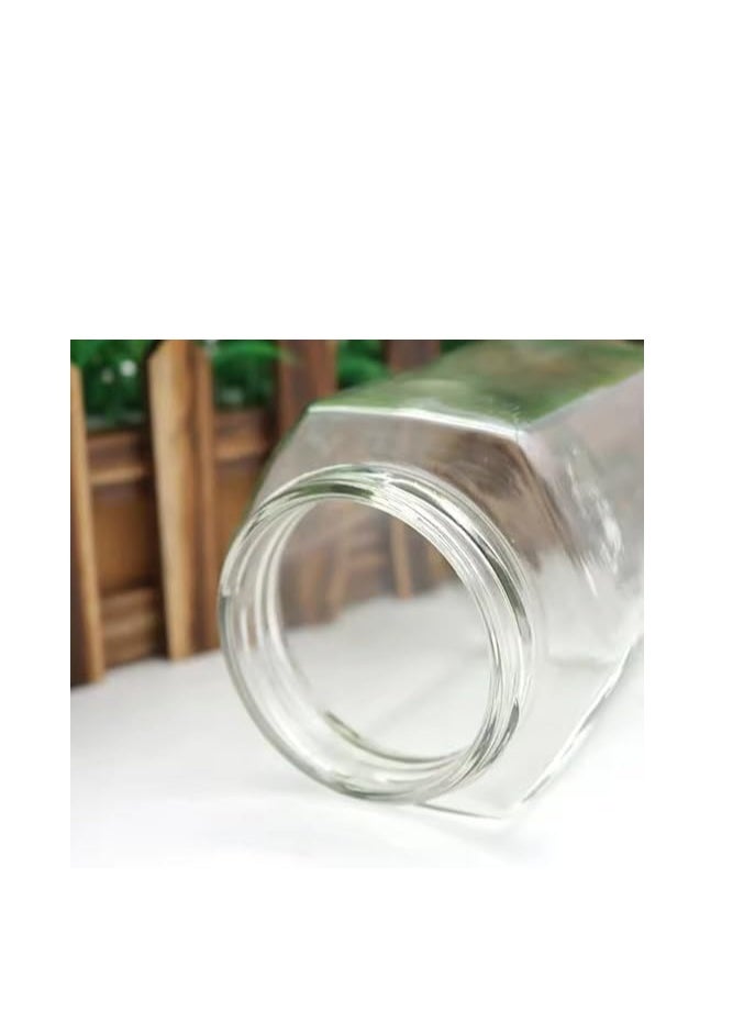 Glass Jam Jars Set of 6 Glass Jars with Gold Lids - 280ml / 9oz Hexagonal Jars of Screw Top Lid to Preserve Jam Spices Sweets