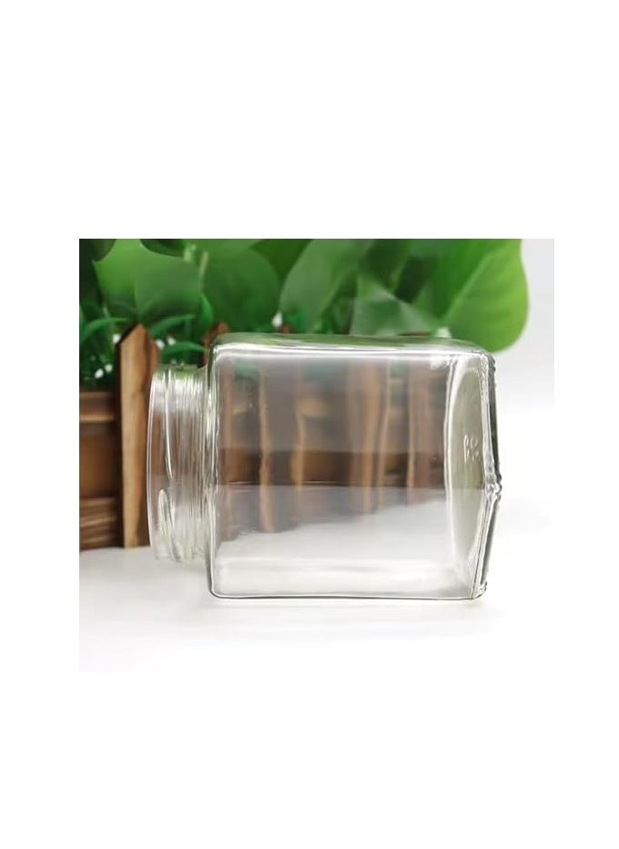 Glass Jam Jars Set of 6 Glass Jars with Gold Lids - 280ml / 9oz Hexagonal Jars of Screw Top Lid to Preserve Jam Spices Sweets