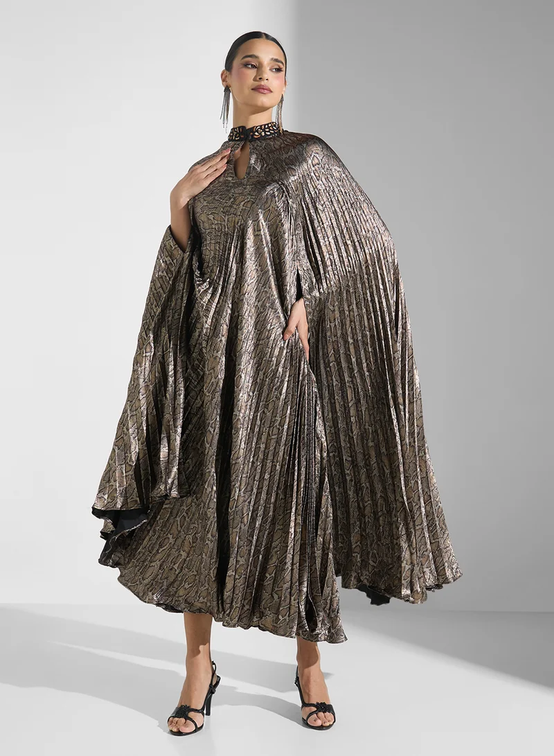 Threadz by Ajooni Pleated Metallic Dress