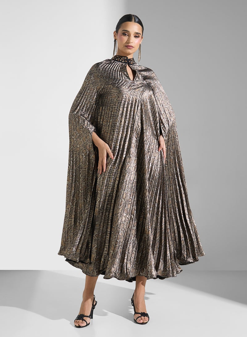 Threadz by Ajooni Pleated Metallic Dress - Image 1