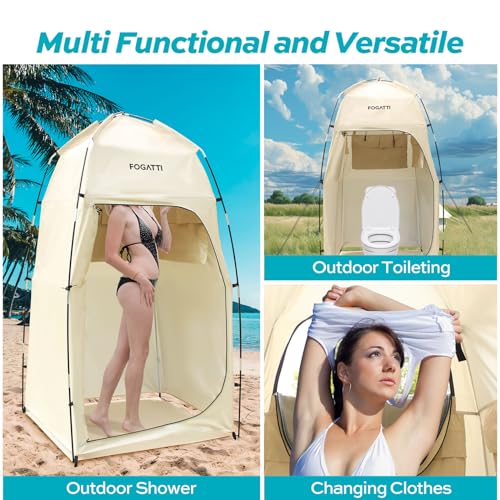 FOGATTI Portable Camping Shower Tent with Floor, 6.9 FT Extra Tall Shelter with 3 Internal Pockets and Carry Bag, Outdoor Privacy Tent for Shower Changing Dressing, Wind-Proof, Oversize, Easy Set Up - Image 2